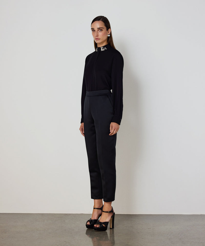 Machka Blouse With Strass Stone Embellishments Black