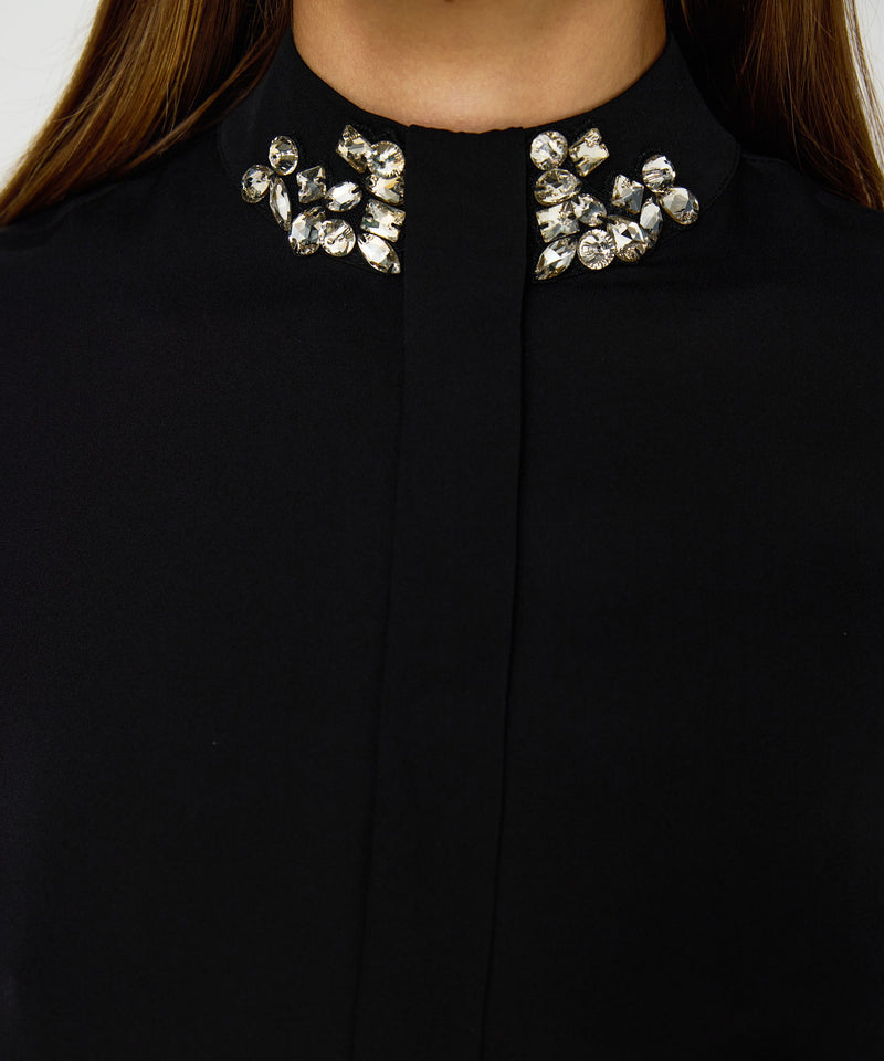 Machka Blouse With Strass Stone Embellishments Black