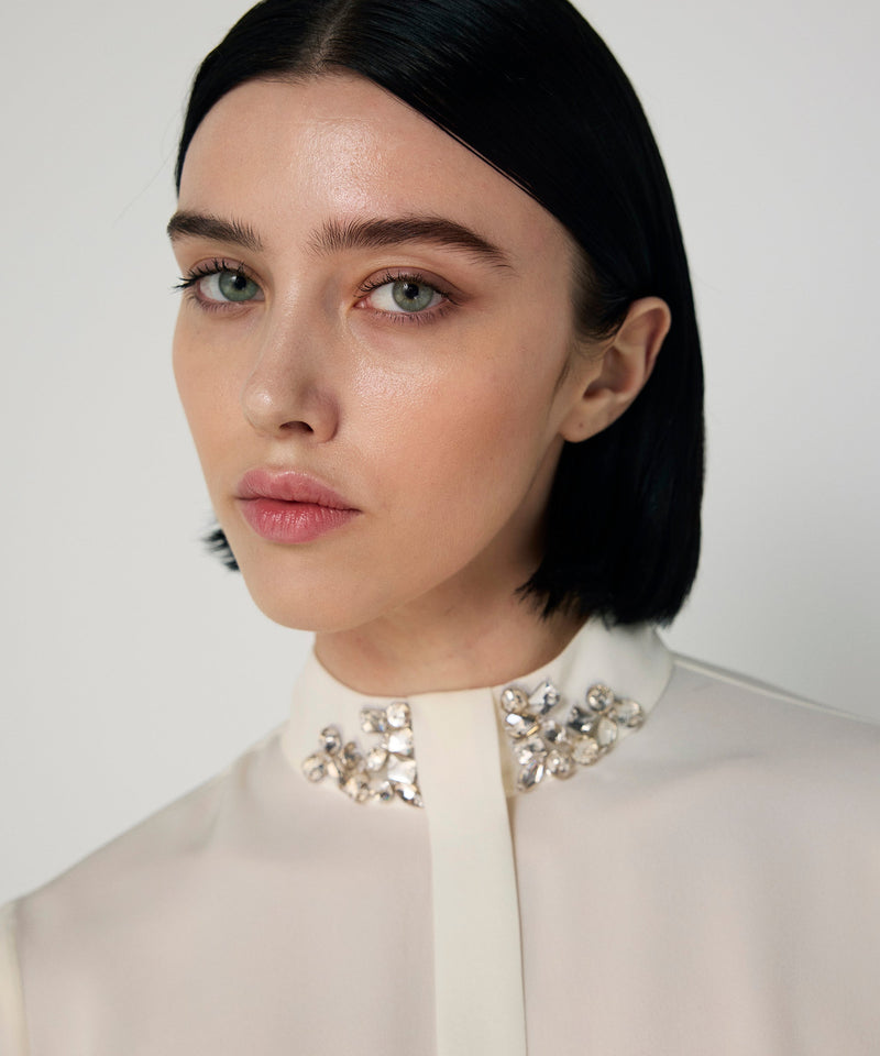 Machka Blouse With Strass Stone Embellishments Ecru