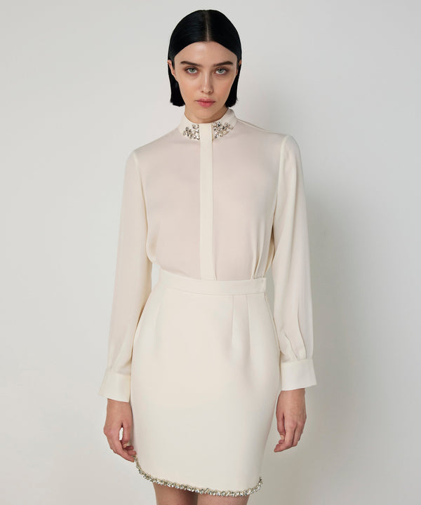 Machka Blouse With Strass Stone Embellishments Ecru