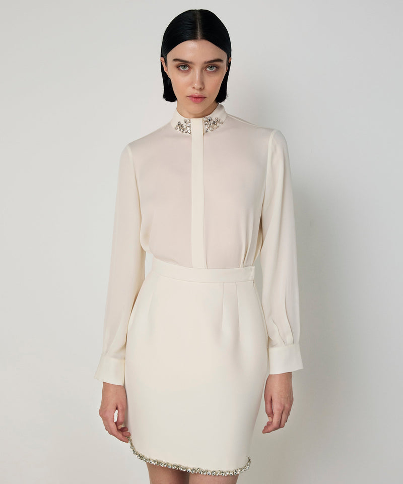 Machka Blouse With Strass Stone Embellishments Ecru