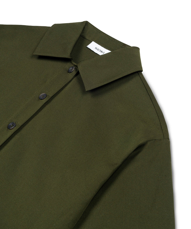 Machka Shirt Collar Poplin Blouse Dark Green