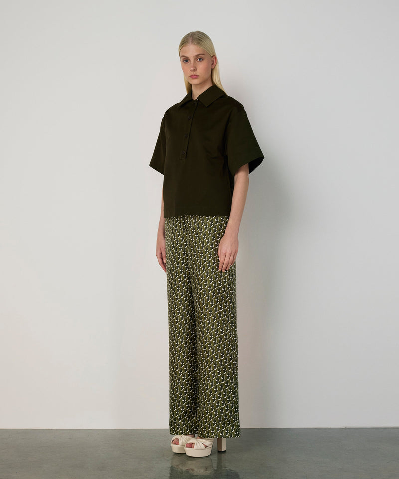 Machka Shirt Collar Poplin Blouse Dark Green
