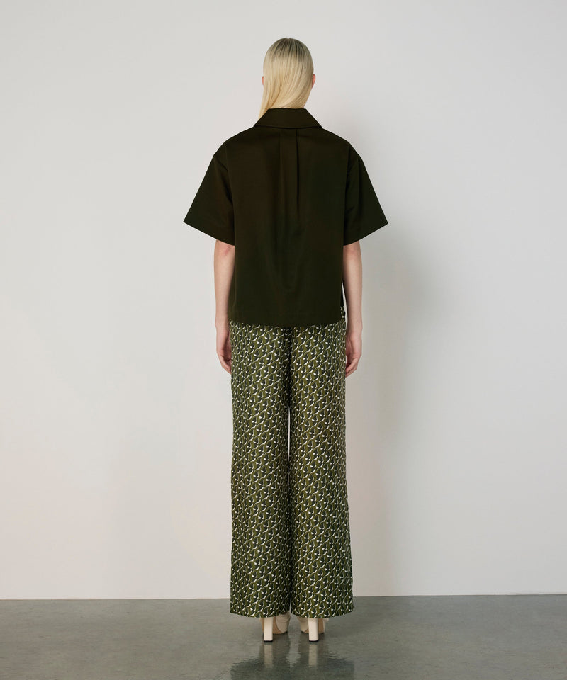 Machka Shirt Collar Poplin Blouse Dark Green