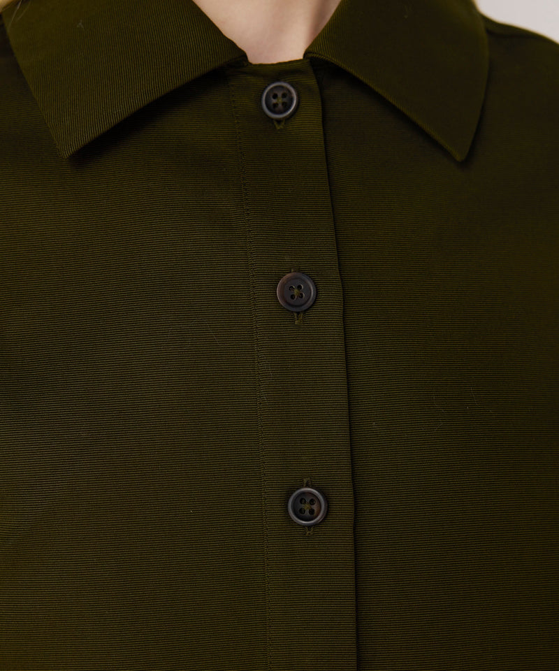 Machka Shirt Collar Poplin Blouse Dark Green