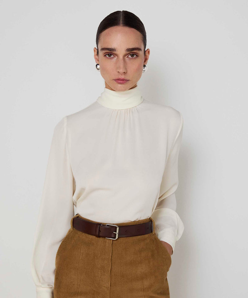 Machka Tie-Neck Silk Blouse Ecru