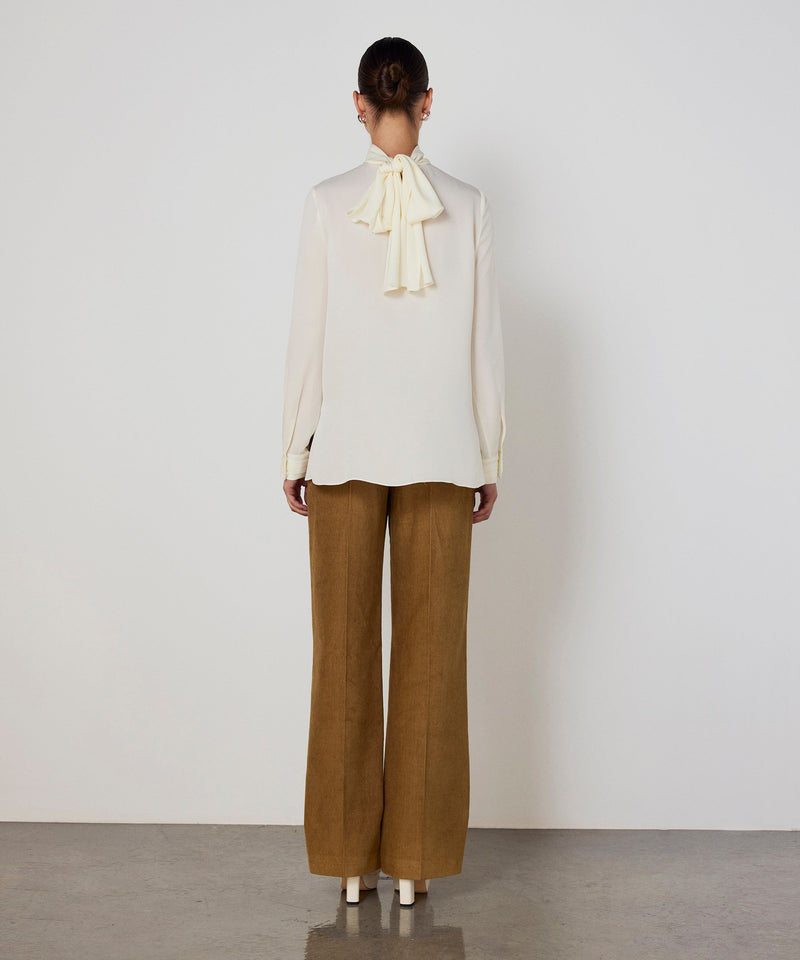 Machka Tie-Neck Silk Blouse Ecru