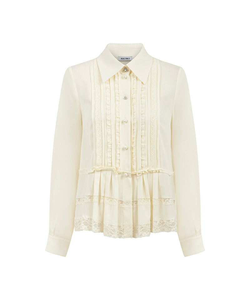 Machka Silk Blouse With Mixed Buttons Ecru