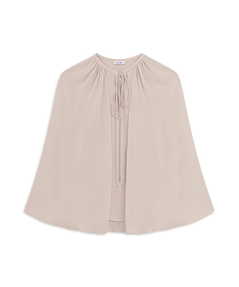 Machka Cape-Effect Silk Blouse Champagne