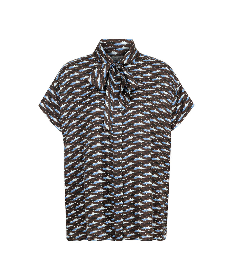 Machka Abstract Print Silk Blouse Brown