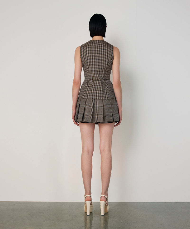Machka Houndstooth Pattern Vest Navy