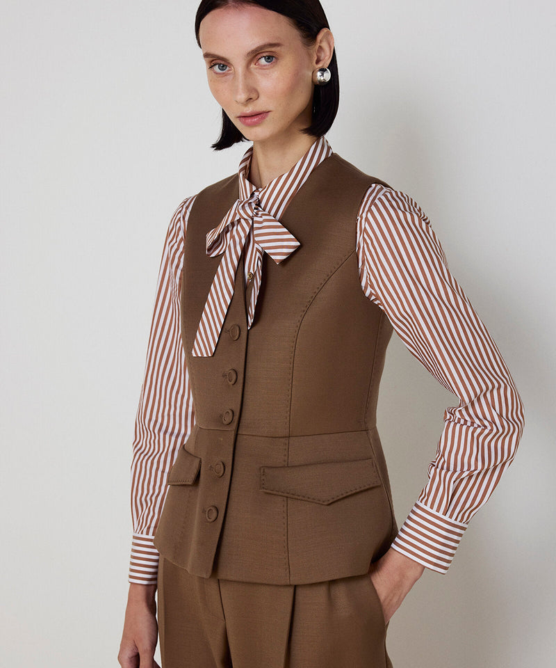 Machka V-Neck Vest Dark Beige