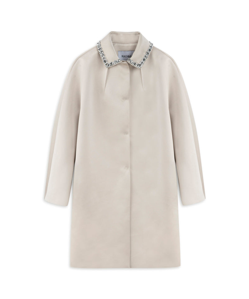 Machka Satin Duchess Coat With Strass Stones Champagne