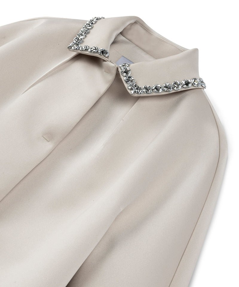 Machka Satin Duchess Coat With Strass Stones Champagne