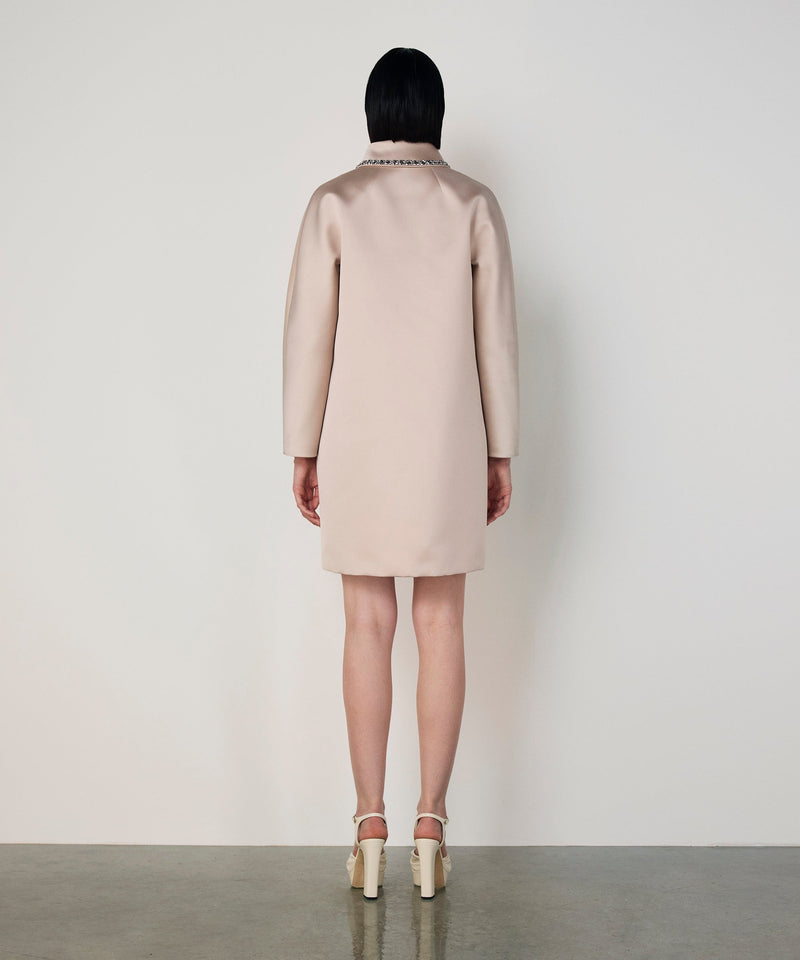 Machka Satin Duchess Coat With Strass Stones Champagne