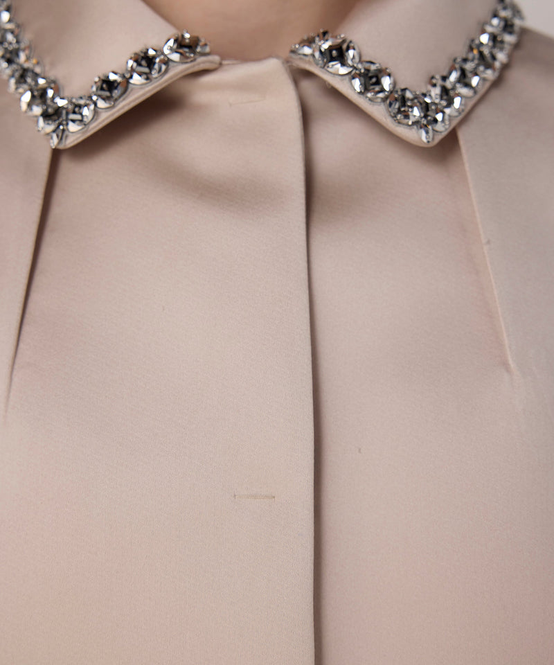 Machka Satin Duchess Coat With Strass Stones Champagne