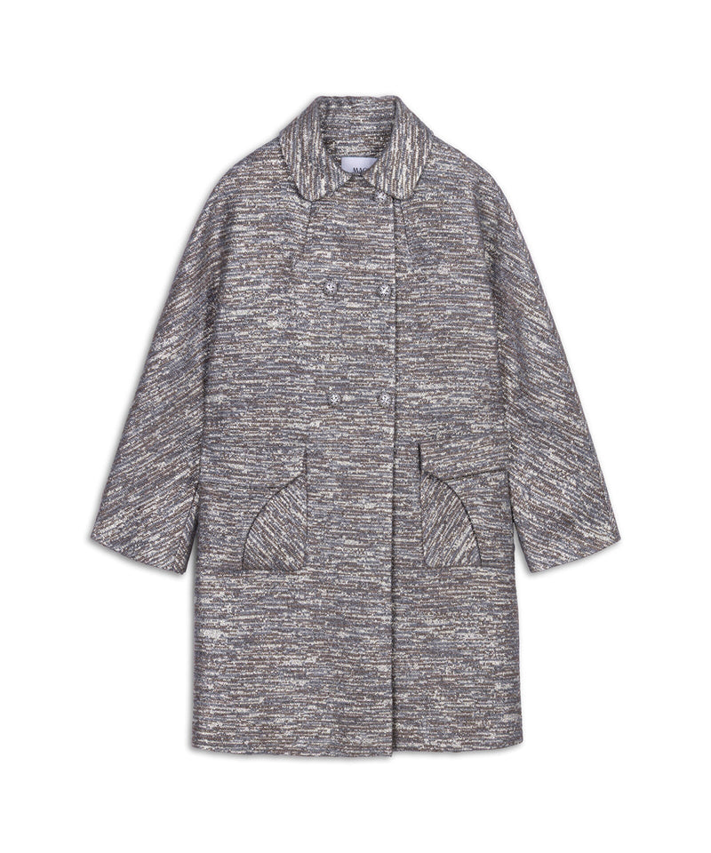 Machka Crystal Stone Jacquard Overcoat Beige