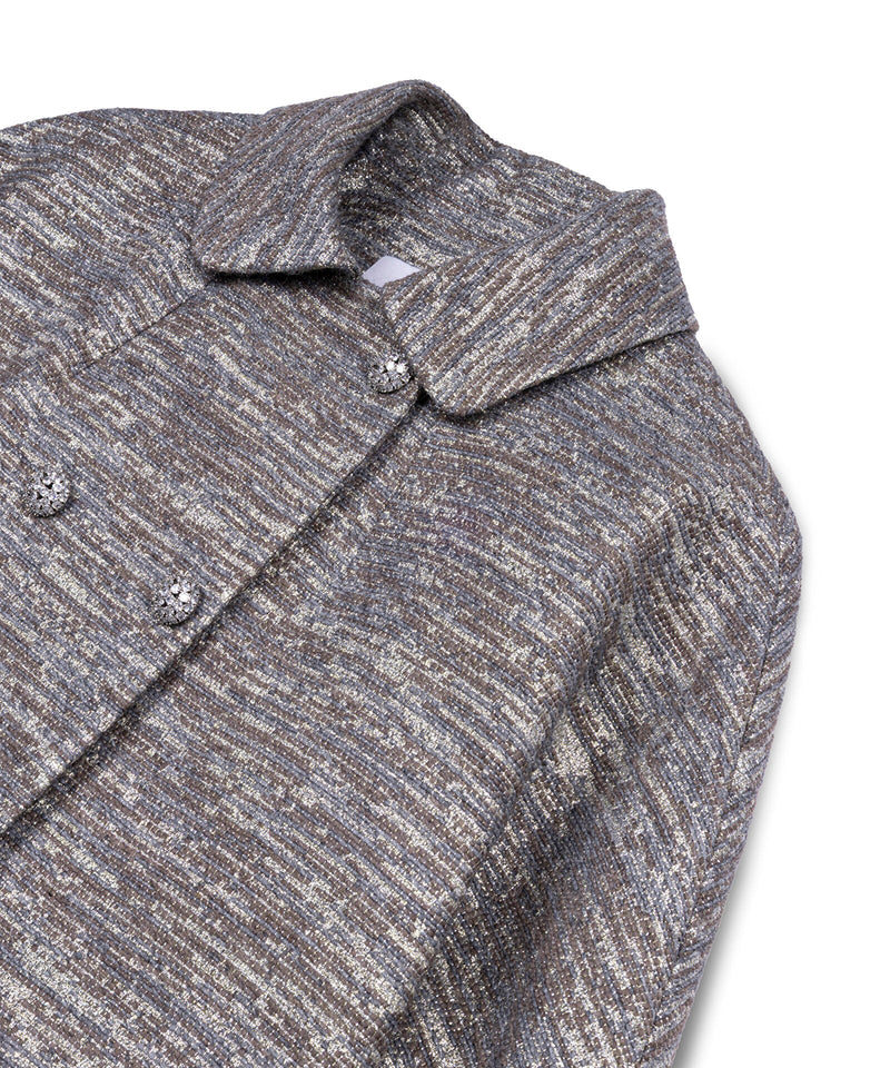 Machka Crystal Stone Jacquard Overcoat Beige