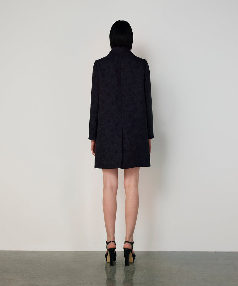 Machka Jacquard Wrap Coat Navy