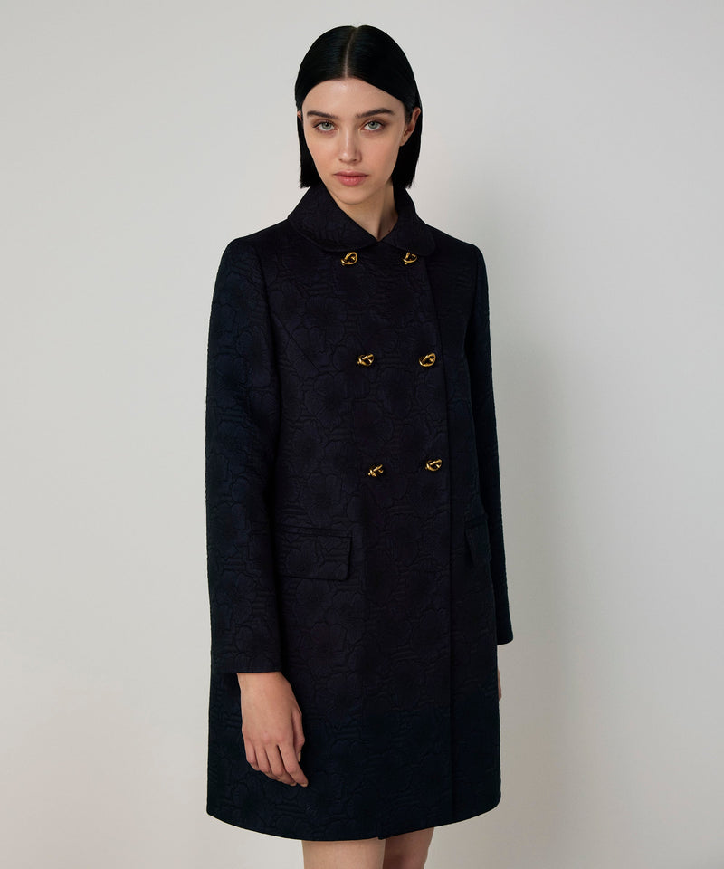 Machka Jacquard Wrap Coat Navy