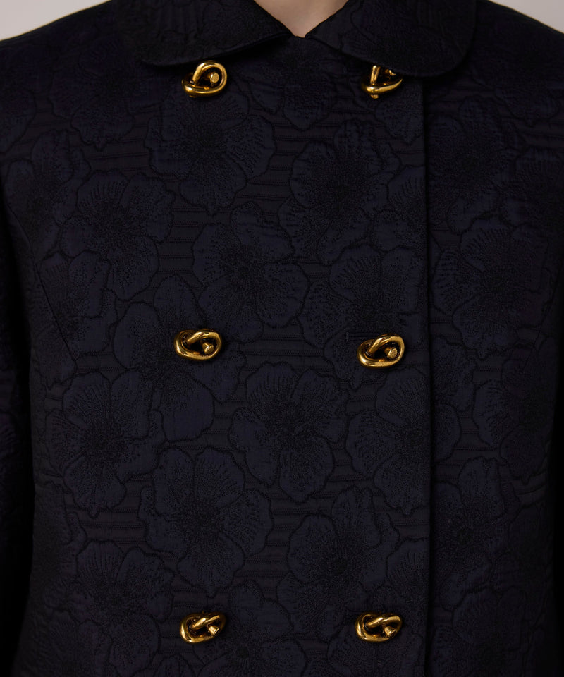 Machka Jacquard Wrap Coat Navy