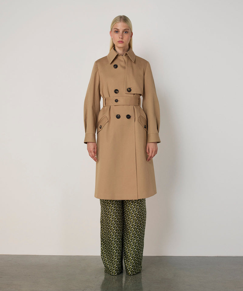 Machka Gabardine Coat With Belt Beige