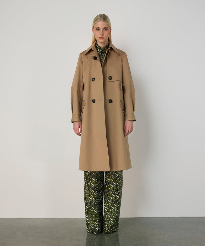 Machka Gabardine Coat With Belt Beige