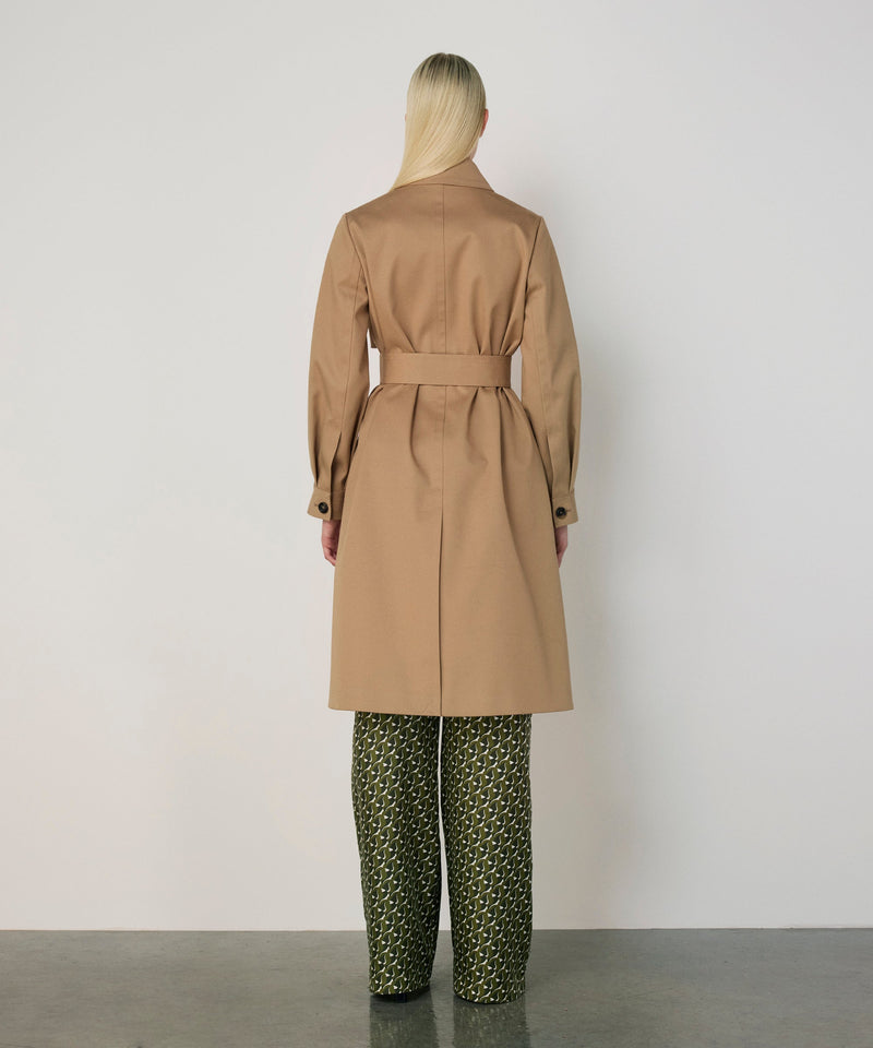 Machka Gabardine Coat With Belt Beige