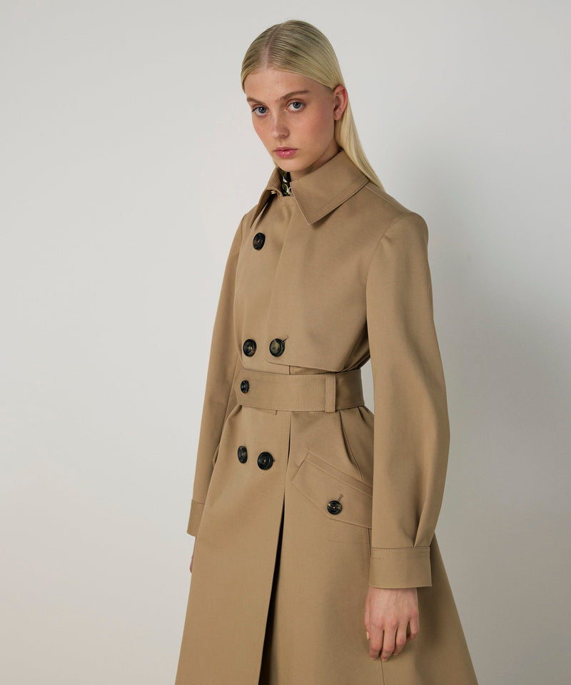 Machka Gabardine Coat With Belt Beige