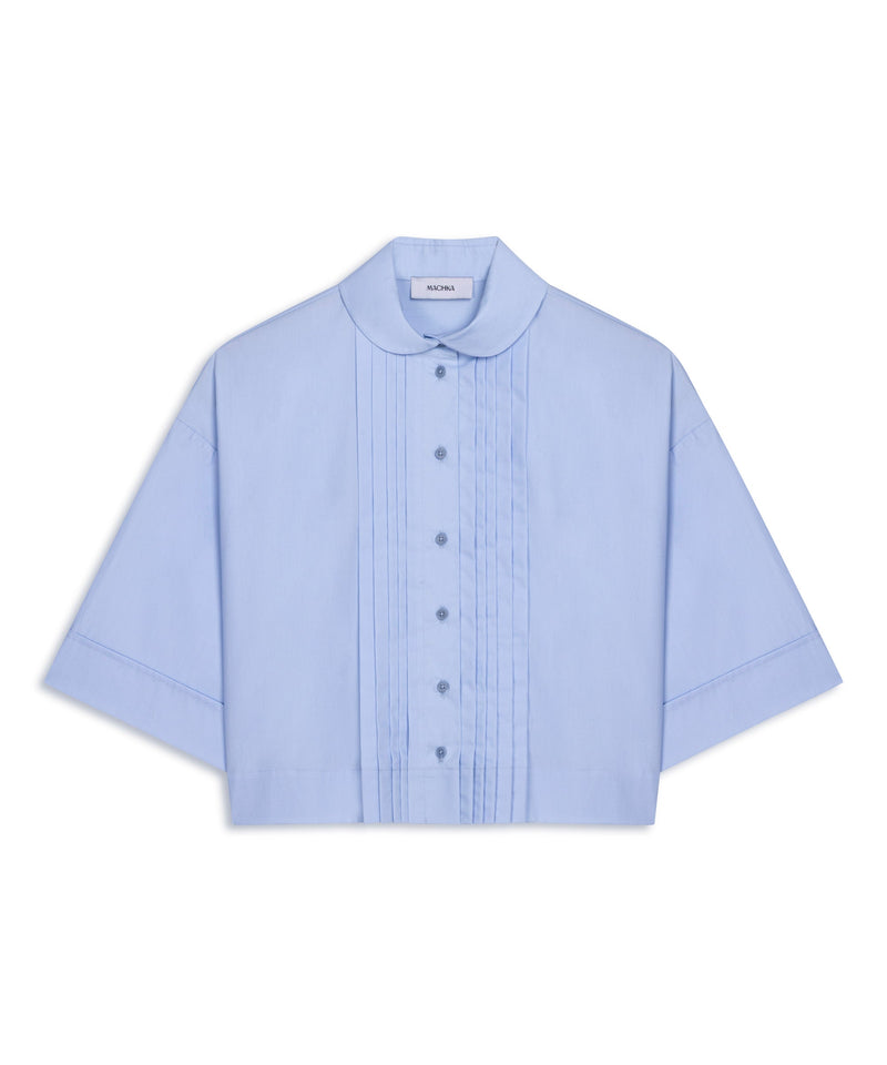 Machka Pleated Poplin Shirt Blue