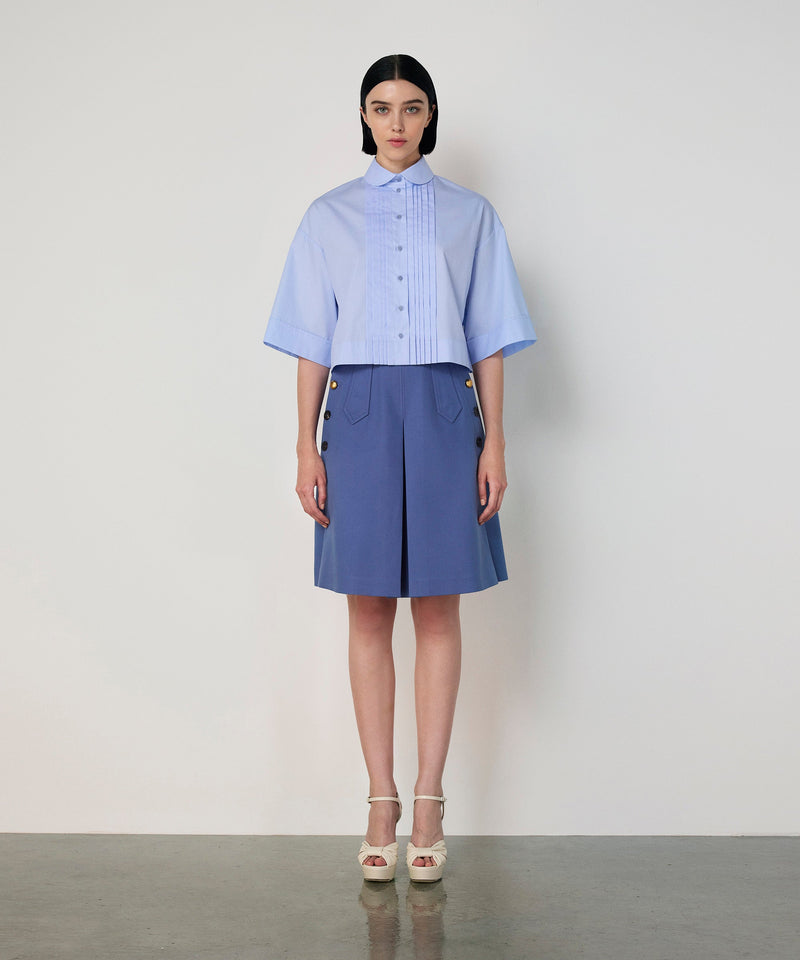 Machka Pleated Poplin Shirt Blue