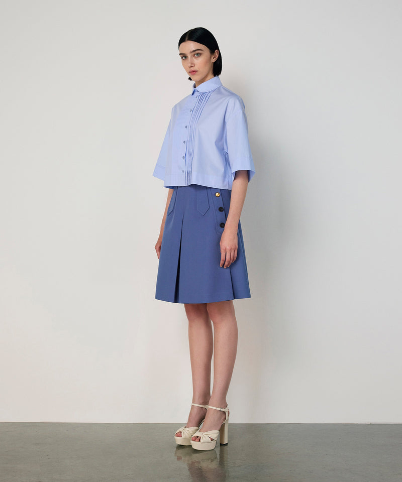 Machka Pleated Poplin Shirt Blue