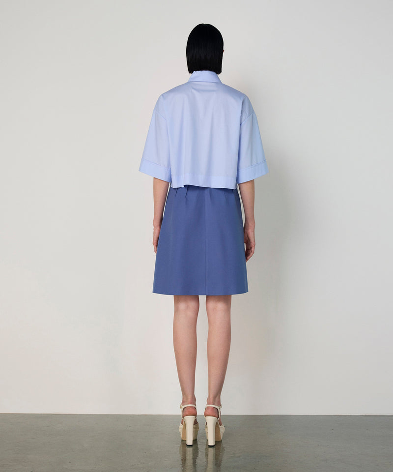 Machka Pleated Poplin Shirt Blue