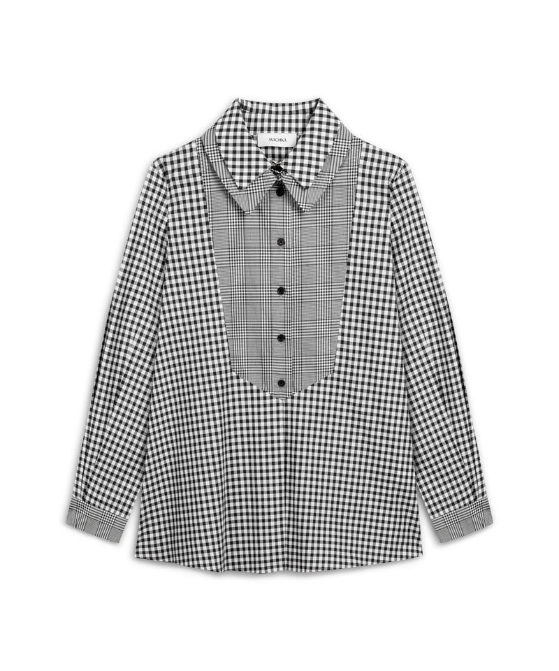 Machka Pattern Mix Poplin Shirt Black