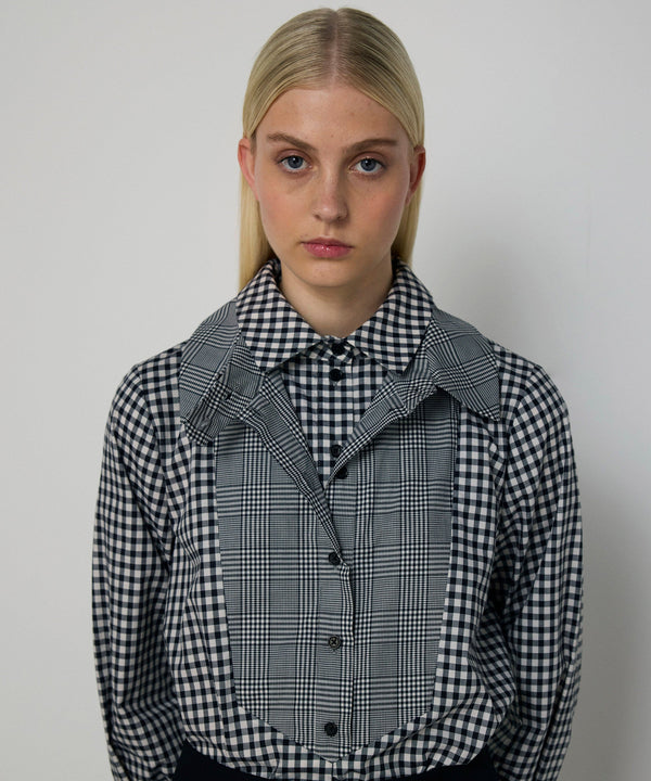 Machka Pattern Mix Poplin Shirt Black
