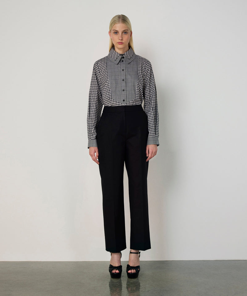 Machka Pattern Mix Poplin Shirt Black