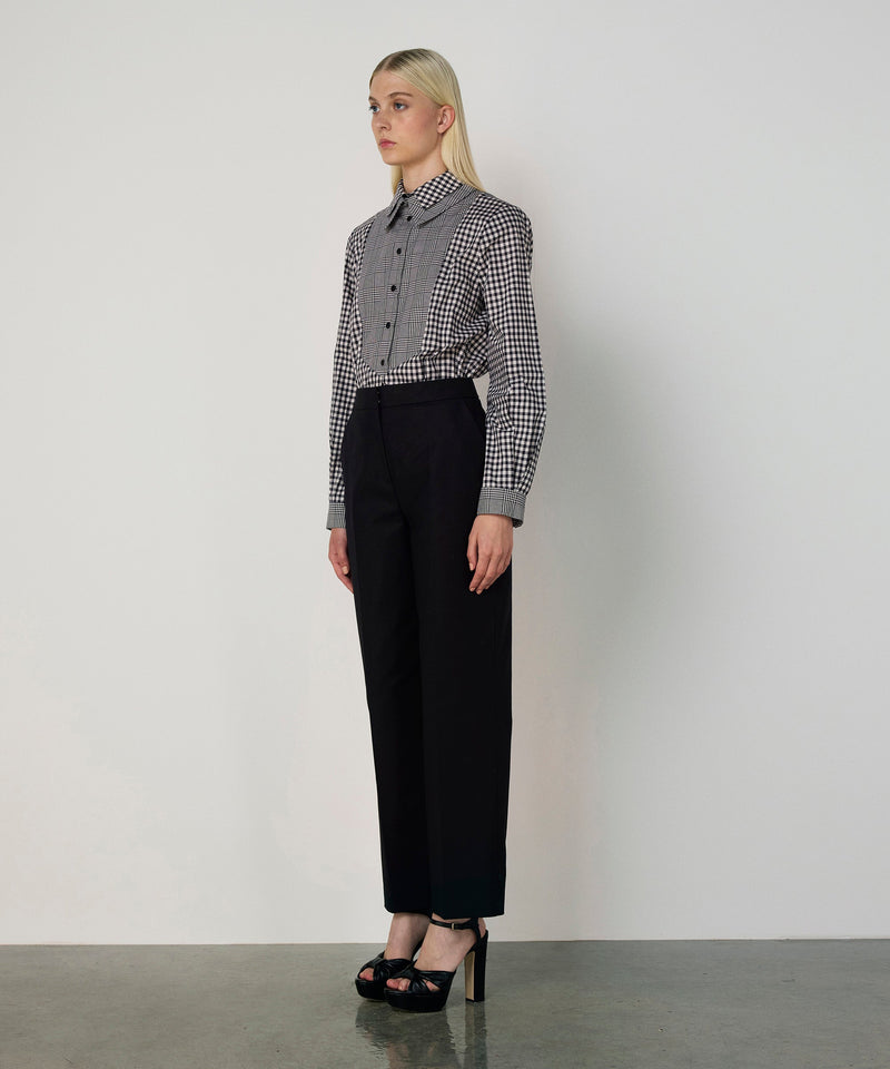 Machka Pattern Mix Poplin Shirt Black