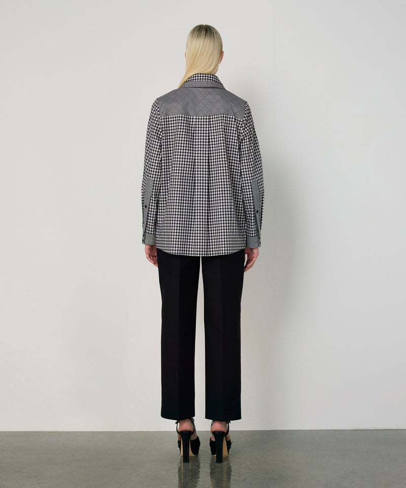 Machka Pattern Mix Poplin Shirt Black