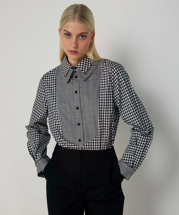 Machka Pattern Mix Poplin Shirt Black