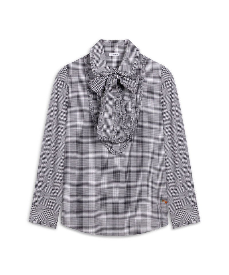 Machka Tie-Neck Ruffle Shirt Black