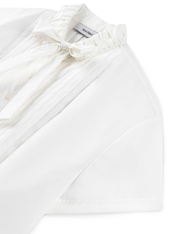 Machka Tie-Neck Pintuck Shirt White