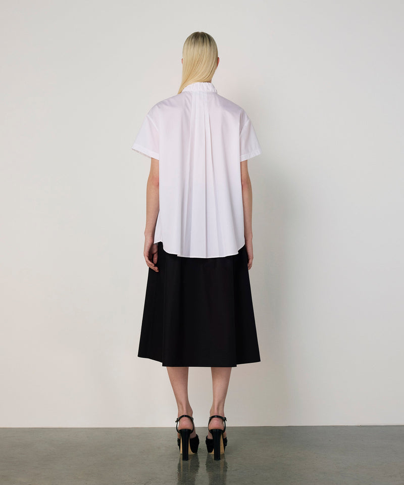 Machka Tie-Neck Pintuck Shirt White