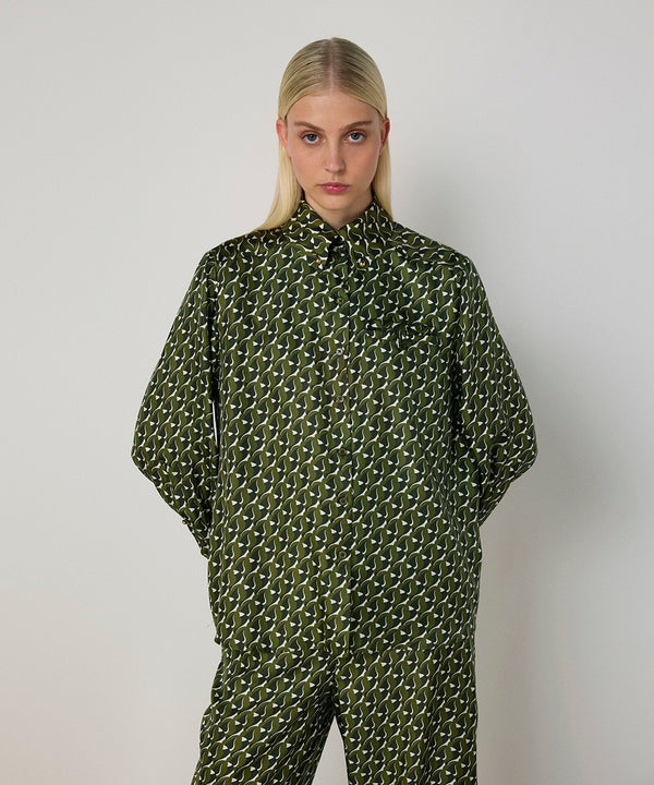 Machka Patterned Silk Shirt Green