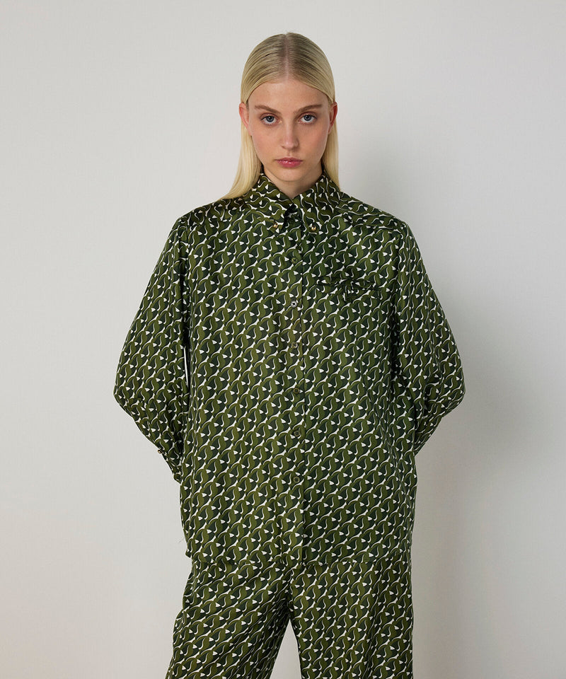 Machka Patterned Silk Shirt Green