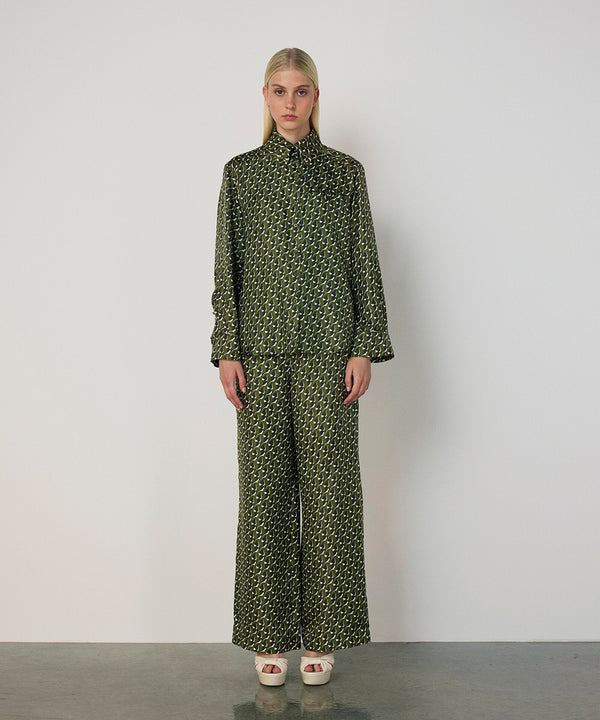 Machka Patterned Silk Shirt Green