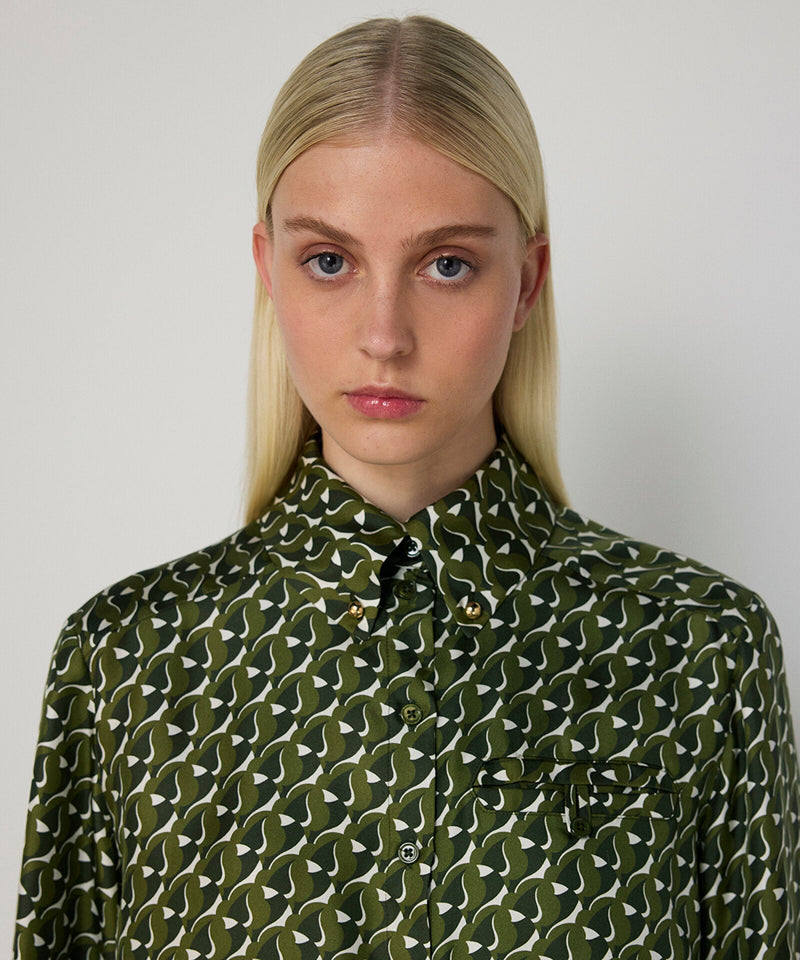 Machka Patterned Silk Shirt Green
