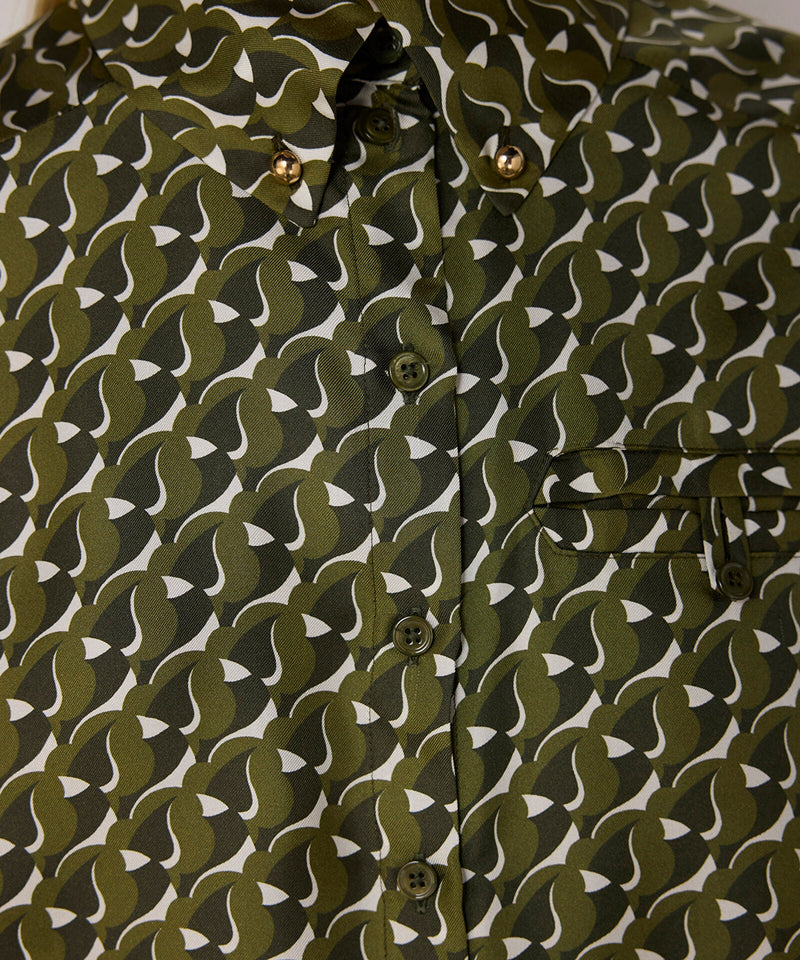 Machka Patterned Silk Shirt Green
