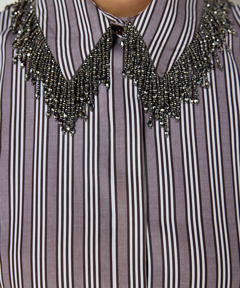 Machka Embellished Poplin Shirt Brown