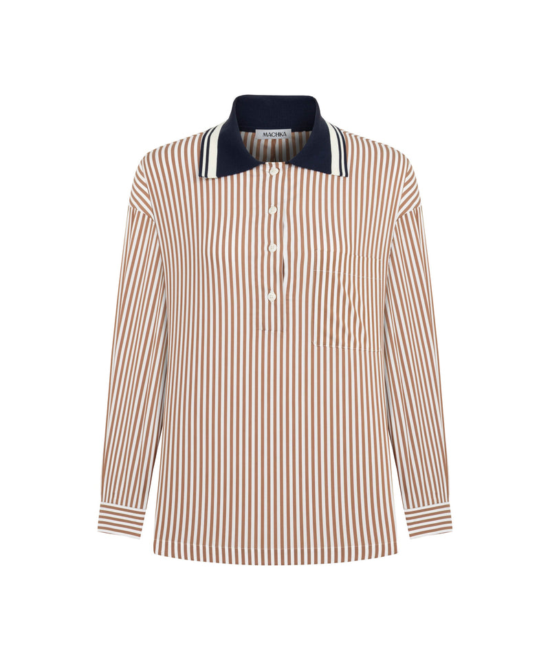 Machka Striped Color Block Shirt Cinnamon