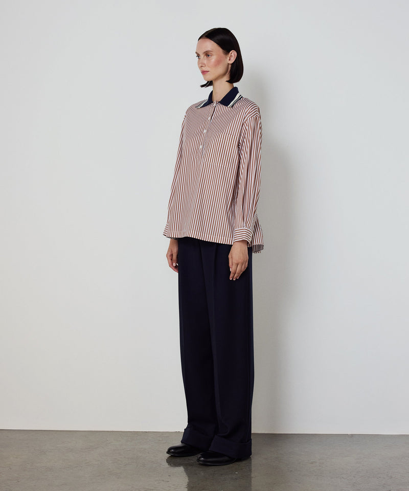 Machka Striped Color Block Shirt Cinnamon